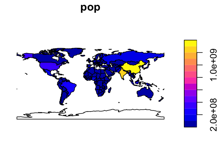 A map showing world countries with shading indicating each country’s population.